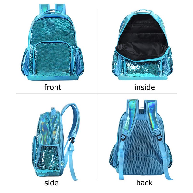 Fermido Sequin School Backpack for Girls Kids Cute Elementary Book Bag Teen Glitter Flip Sparkly Holographic Purple Back Pack One_Size - Image 3